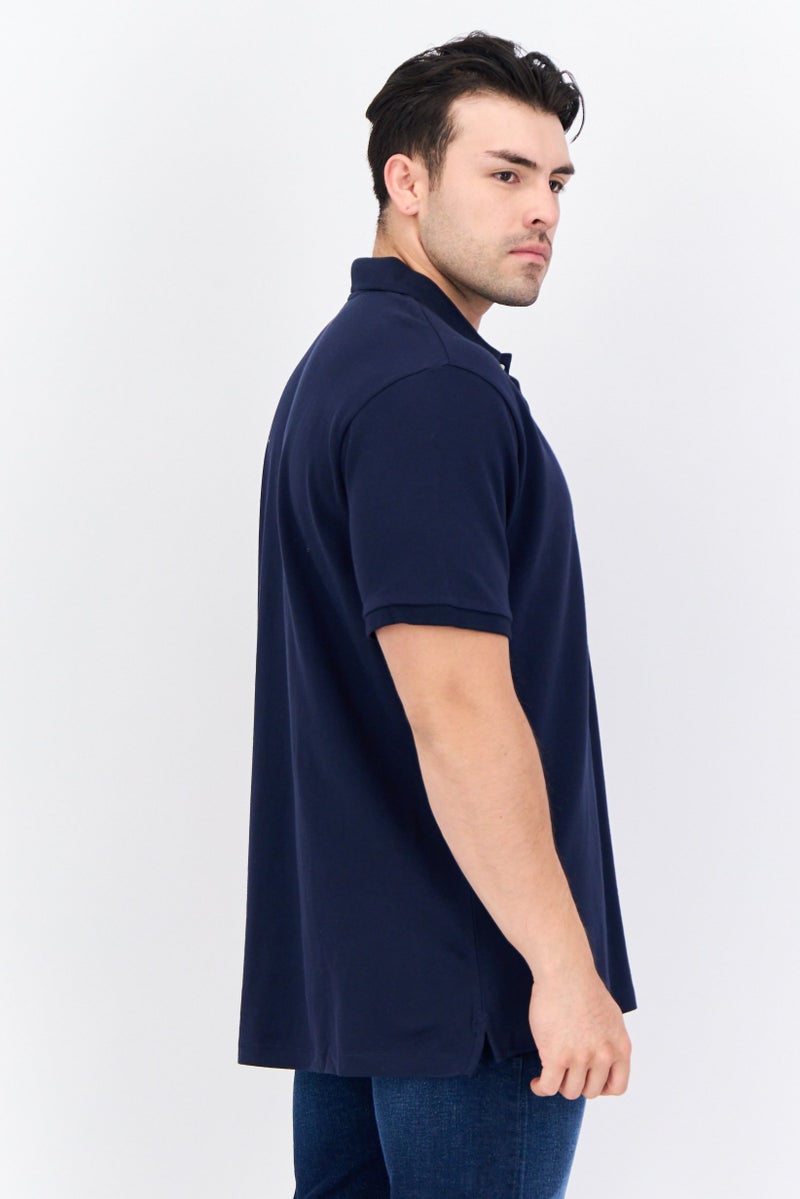 GAP Men Regular Fit Solid Short Sleeves Polo Shirt, Navy - Image 3