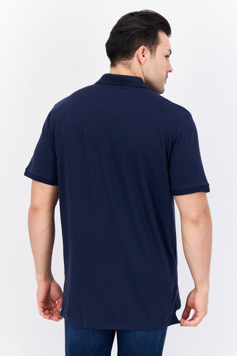 GAP Men Regular Fit Solid Short Sleeves Polo Shirt, Navy - Image 2