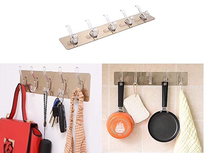 JK Enterprise JK Enterprise MultiFunction Wall Mounted Hooks for Hanging Strong Sticker Sticky Plastic Self Adhesive Heavy Duty Home Kitchen Bathroom Key Hanger Frame Holder Pack of 2  - Image 4