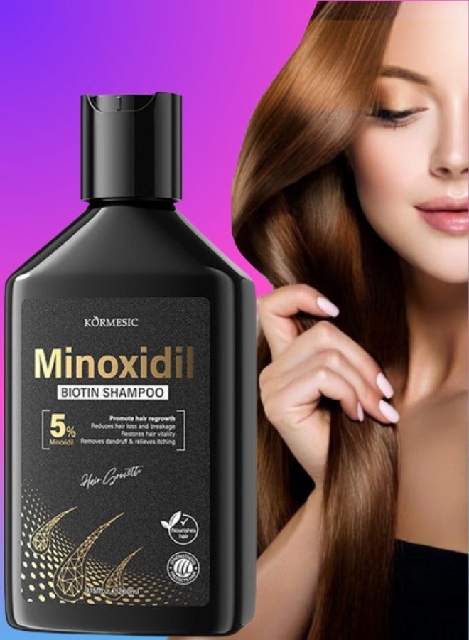 Kormesic 5% Minoxidil Biotin Shampoo 260ML Hair Growth Treatment Shampoo with Minoxidil 5% Strengthen Hair Promote Hair Regrowth Reduce Hair Loss Removes Dandruff & Relieve Itching for Women And Men - Image 1
