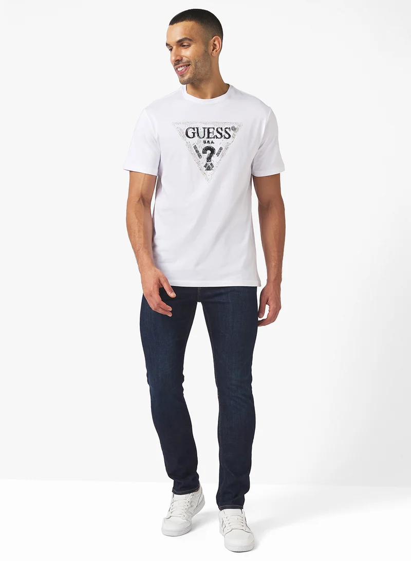 GUESS Short Sleeve Crew Neck  Gueshort Sleeve Triangle T-Shirt
