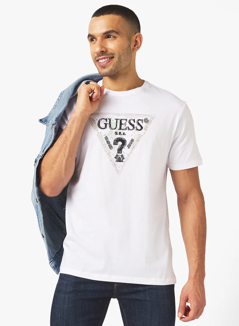 جس Short Sleeve Crew Neck  Gueshort Sleeve Triangle T-Shirt