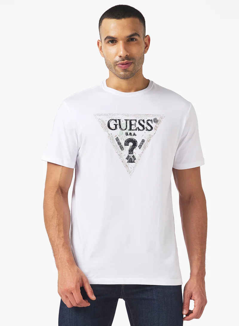 جس Short Sleeve Crew Neck  Gueshort Sleeve Triangle T-Shirt