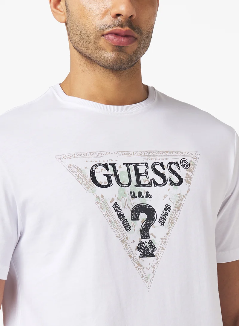 GUESS Short Sleeve Crew Neck  Gueshort Sleeve Triangle T-Shirt