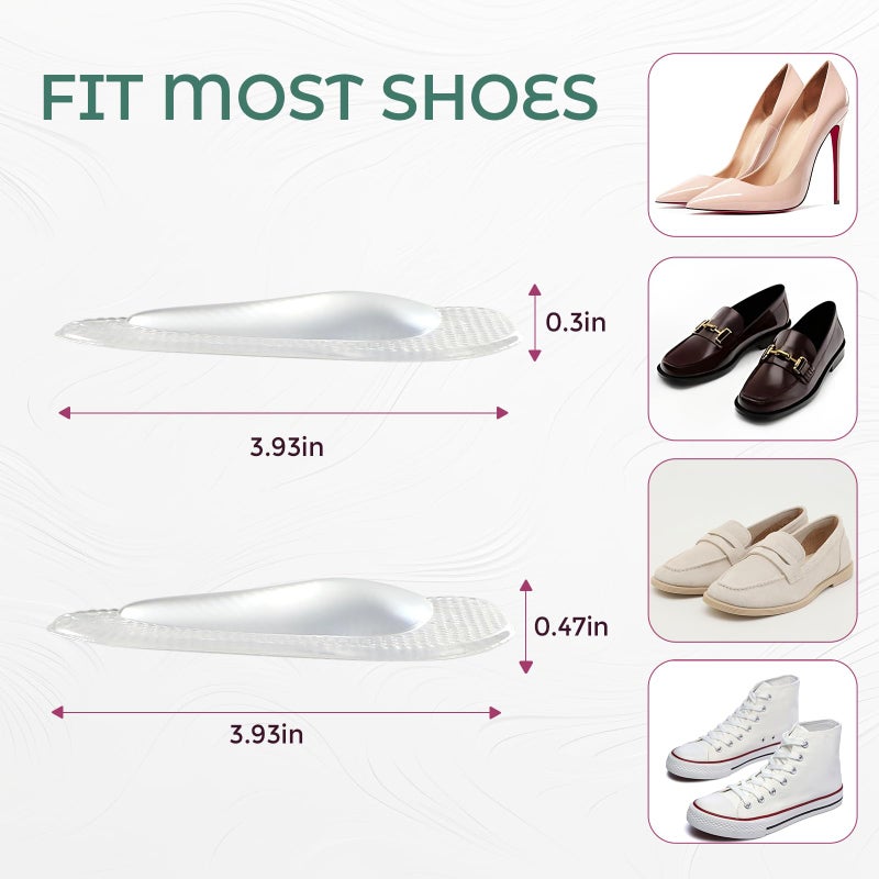 Welnove Arch Support Inserts Flat Feet - Welnove 8-Pair Gel Arch Support Insoles for Plantar Fasciitis, Foot Pain Fatigue Relief - Soft Heel Pads Adhesive Fit Most Shoes, Men Women, 0.47" Height - Image 5