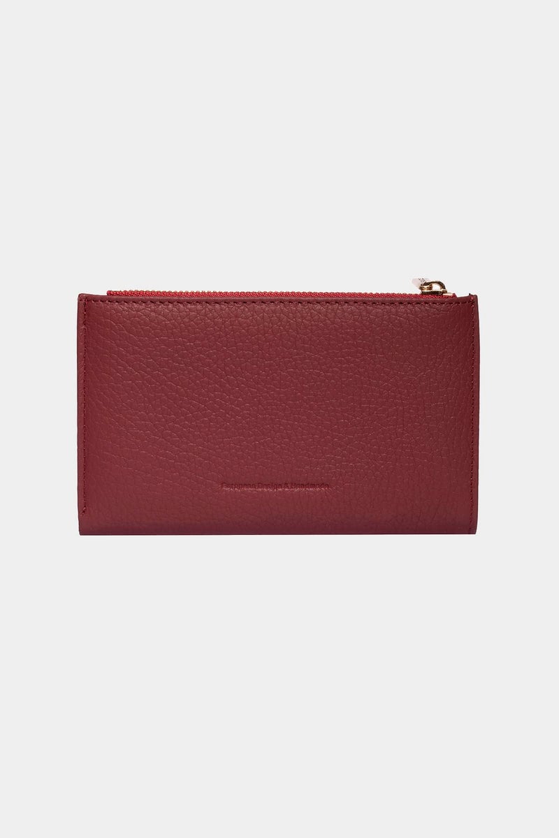grande 2804 Genuine Leather Medium Bifold Wallet For Women Minimalist Wallet Ladies Zippered Mini Purse Small Card Holder (Burgundy) - Image 5