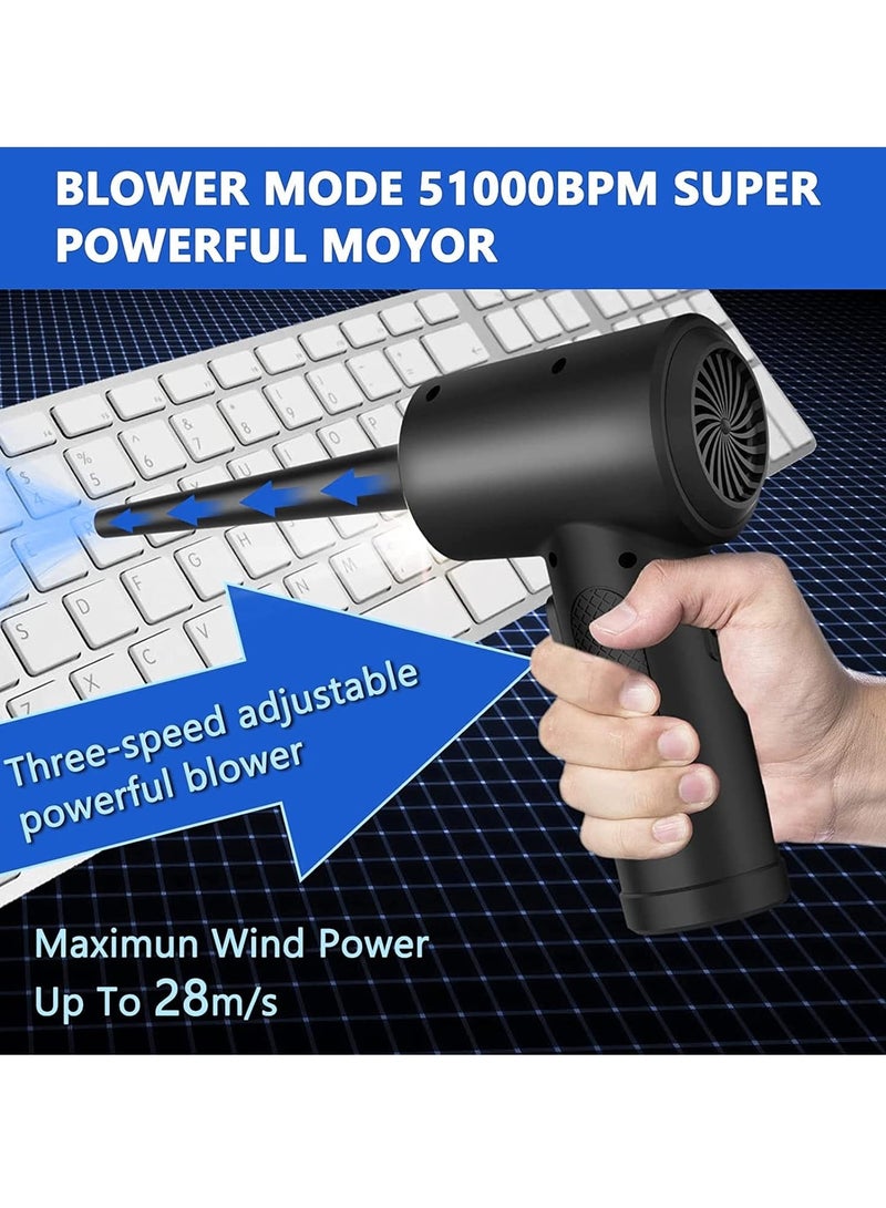 أيه بي جي منفاخ هواء مضغوط | منفاخ هواء لاسلكي عالي الطاقة بسرعة 51000 دورة في الدقيقة وبطارية 6000 مللي أمبير – منظف غبار محمول وقابل لإعادة الشحن للإلكترونيات وداخل السيارات والمنزل - Image 2