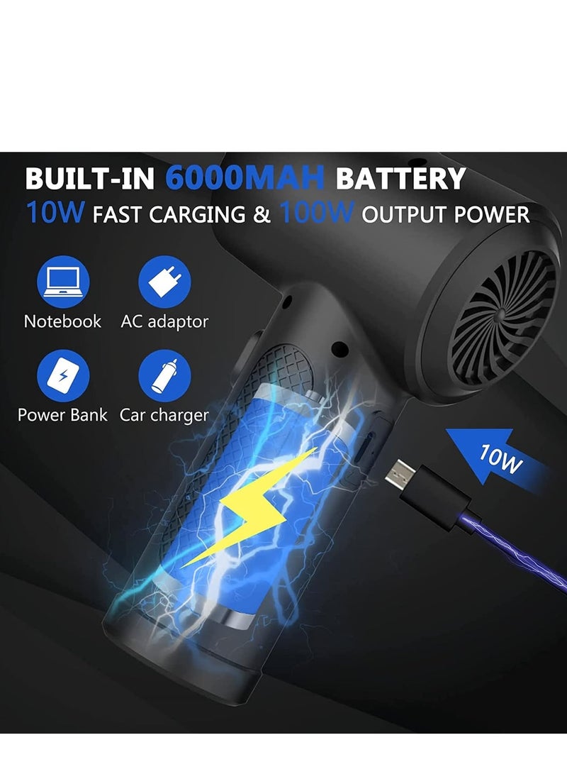 أيه بي جي منفاخ هواء مضغوط | منفاخ هواء لاسلكي عالي الطاقة بسرعة 51000 دورة في الدقيقة وبطارية 6000 مللي أمبير – منظف غبار محمول وقابل لإعادة الشحن للإلكترونيات وداخل السيارات والمنزل - Image 5