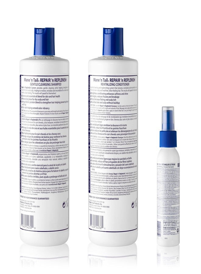 Mane 'n Tail Mane ’n Tail Repair ’n Replenish Shampoo & Conditioner (15.2 oz Each) + Extreme Detangler (3.4 oz) - Sulfate-Free, Curl Defining & Nourishing System for Natural & Curly Hair - Image 2