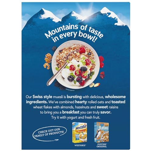 Alpen Muesli No Sugar Added Cereal, Heart Healthy Cereal with Wheat Flakes, Rolled Oats, Nuts and Raisins, Non-GMO Project Verified, 14 OZ Box (Pack of 6) - Image 4