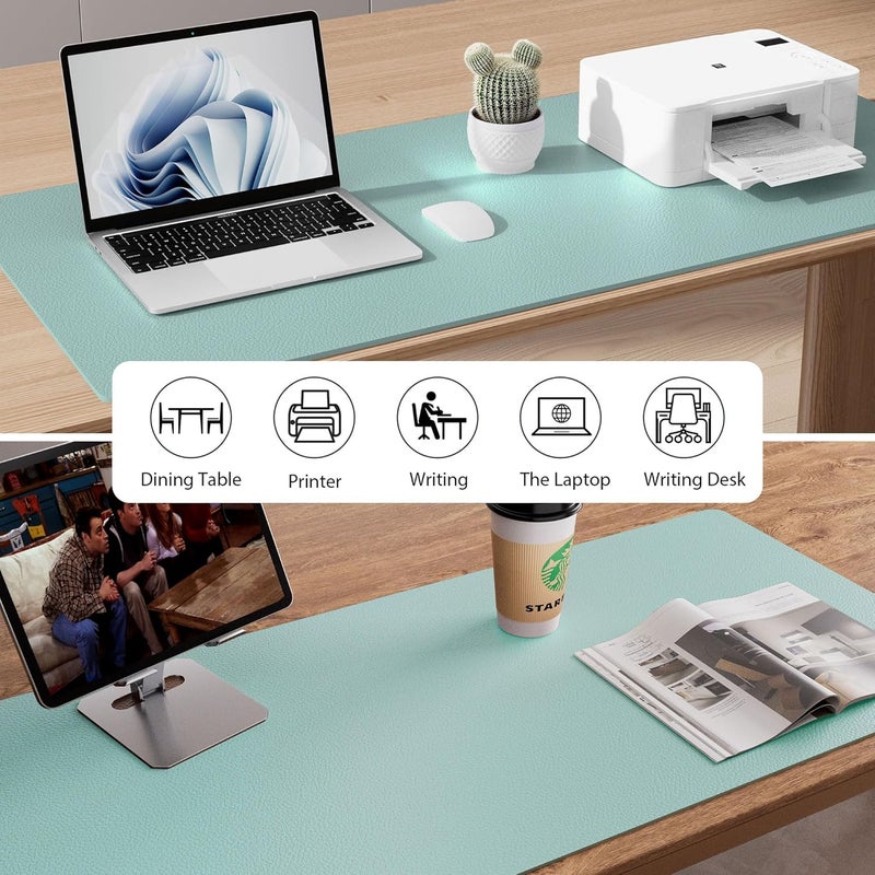 Aothia Leather Desk Pad - Mouse Pad, Non-Slip, Waterproof for Office and Home (91cm*43cm, Light Blue) - Image 5