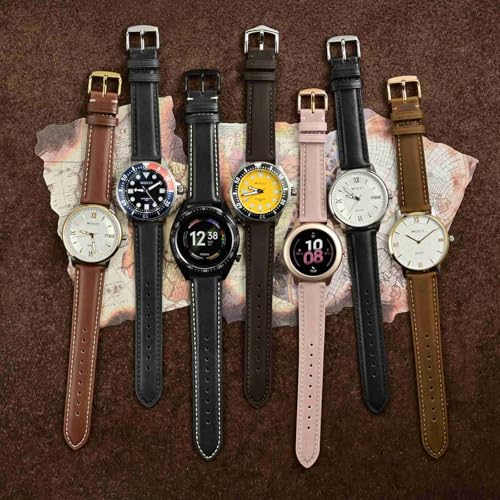 WOCCI 19mm Vintage Leather Watch Band for Men and Women, Silver Buckle (Black) - Image 5