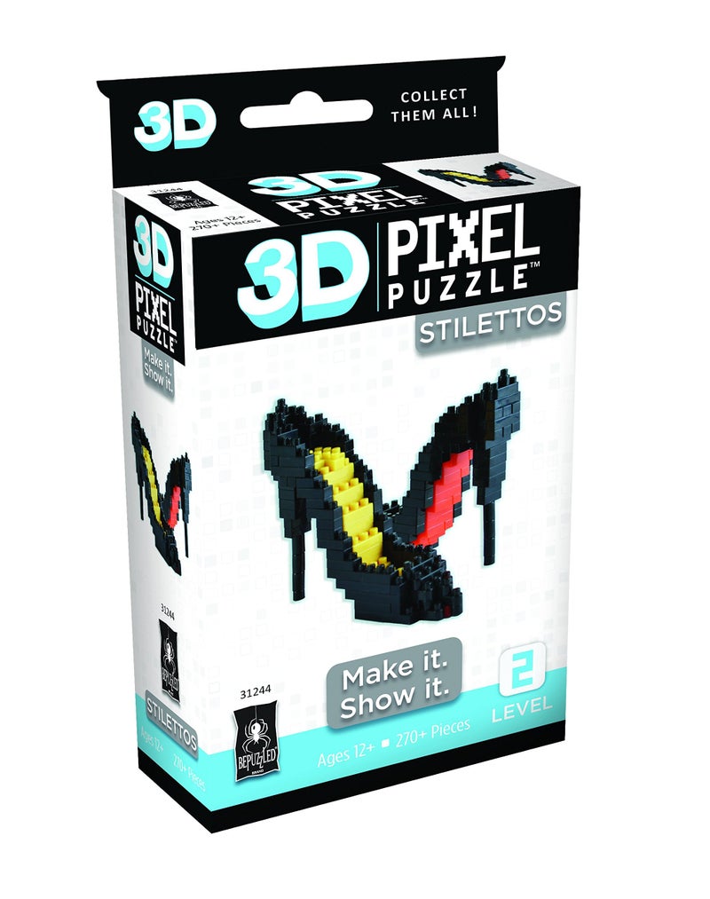 Bepuzzled 3D Pixel Puzzle Stilletos 270 Pieces High Heel Shoes - Image 3