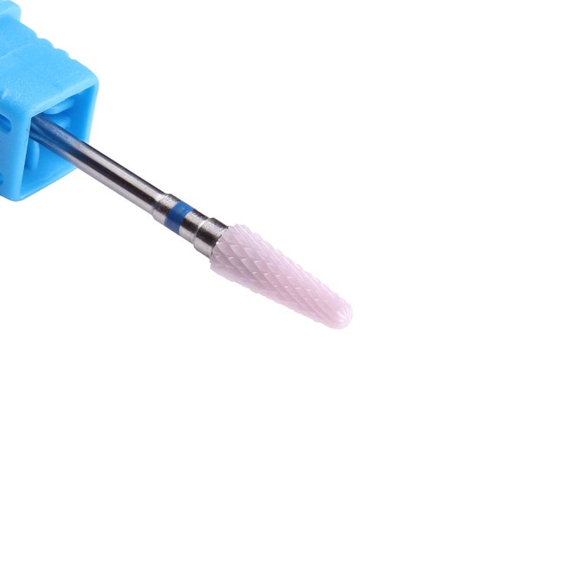 MZCMSL Pink Ceramic Nail Drill Bit Taper Cone Medium Grit File Electric Manicure Drill 6 x 14 mm