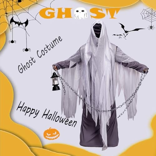 DSplay Unisex Ghost Costume Adult Hood Robe for Halloween Party - Image 2