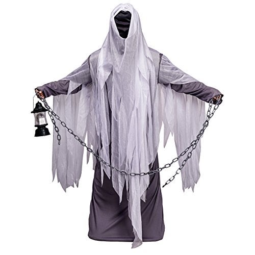 DSplay Unisex Ghost Costume Adult Hood Robe for Halloween Party - Image 1
