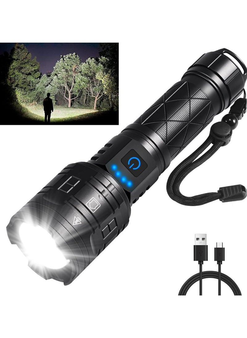 NextWave - Rechargeable Flashlights High Lumens Powerful Tactical Flashlights 5 Modes LED Flashlight Adjustable Brightest Flashlight Waterproof Handheld Flash Light for Emergencies Camping Hiking - Image 1