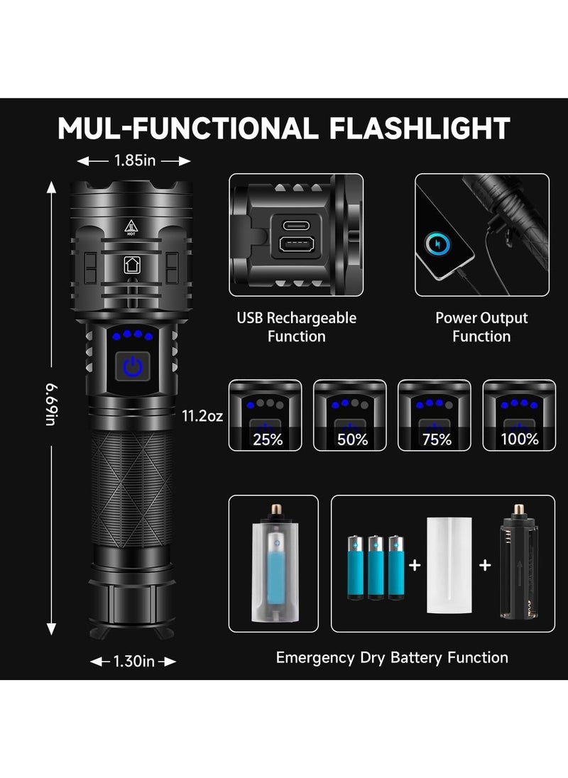 NextWave - Rechargeable Flashlights High Lumens Powerful Tactical Flashlights 5 Modes LED Flashlight Adjustable Brightest Flashlight Waterproof Handheld Flash Light for Emergencies Camping Hiking - Image 1