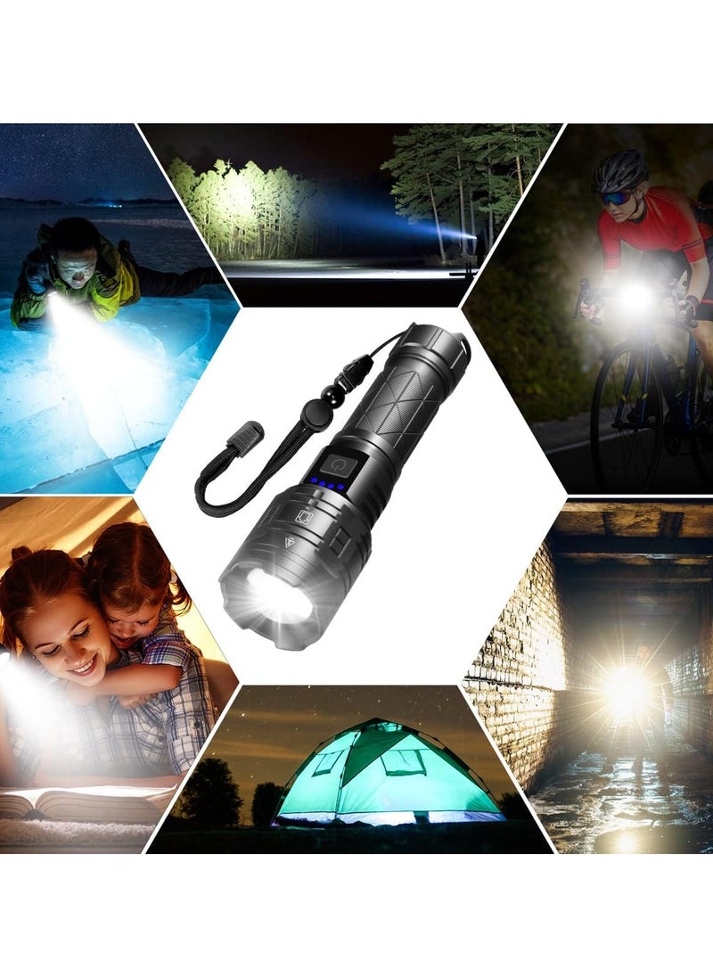 NextWave - Rechargeable Flashlights High Lumens Powerful Tactical Flashlights 5 Modes LED Flashlight Adjustable Brightest Flashlight Waterproof Handheld Flash Light for Emergencies Camping Hiking - Image 1