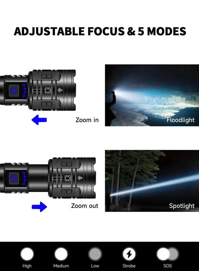 NextWave Rechargeable Flashlights High Lumens Powerful Tactical Flashlights 5 Modes LED Flashlight Adjustable Brightest Flashlight Waterproof Handheld Flash Light for Emergencies Camping Hiking - Image 3