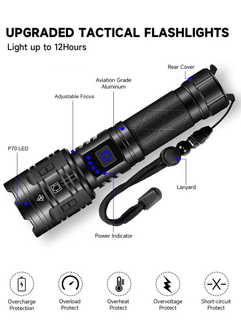 NextWave Rechargeable Flashlights High Lumens Powerful Tactical Flashlights 5 Modes LED Flashlight Adjustable Brightest Flashlight Waterproof Handheld Flash Light for Emergencies Camping Hiking - Image 5