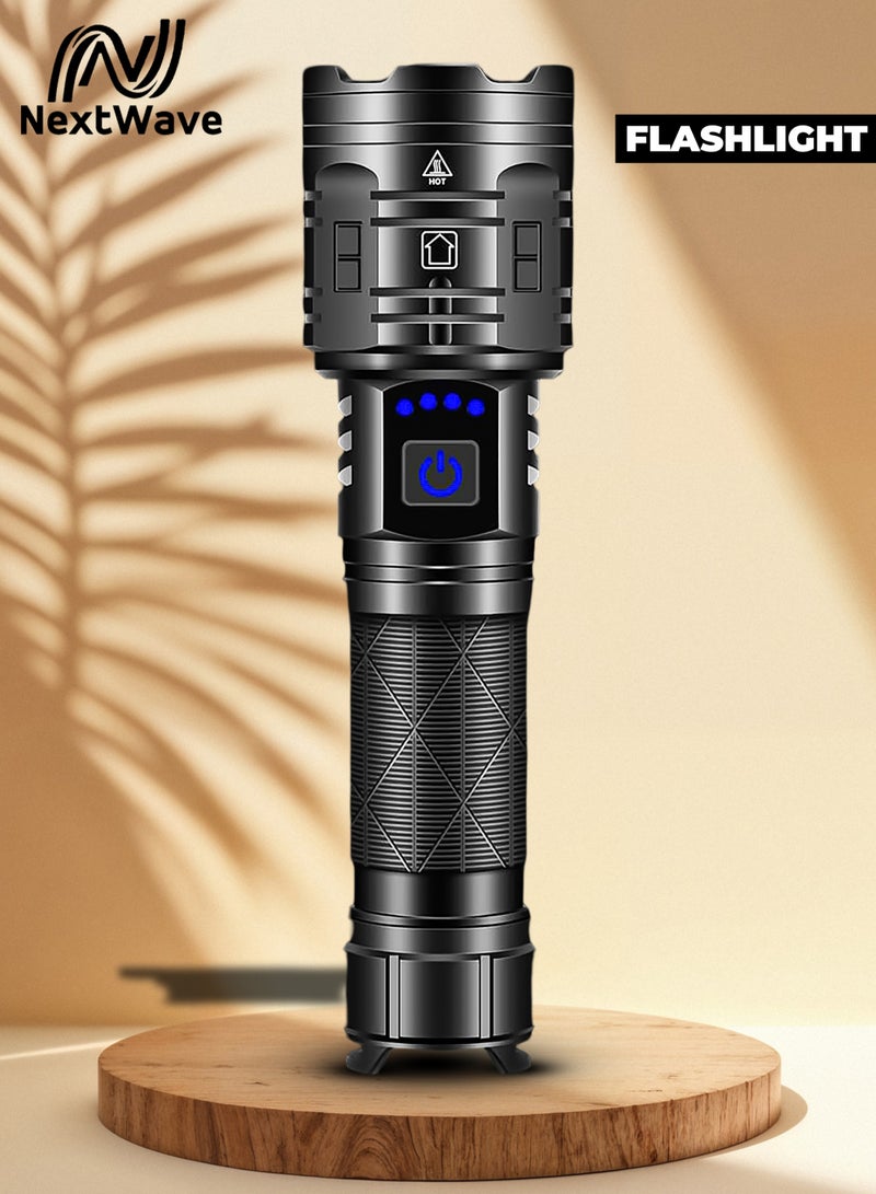 الموجة التالية مصابيح يدوية قابلة لإعادة الشحن، مصابيح يدوية تكتيكية قوية عالية اللومن، 5 أوضاع إضاءة LED قابلة للتعديل، ألمع مصباح يدوي مقاوم للماء، مصباح يدوي محمول لحالات الطوارئ والتخييم والمشي لمسافات طويلة - Image 1