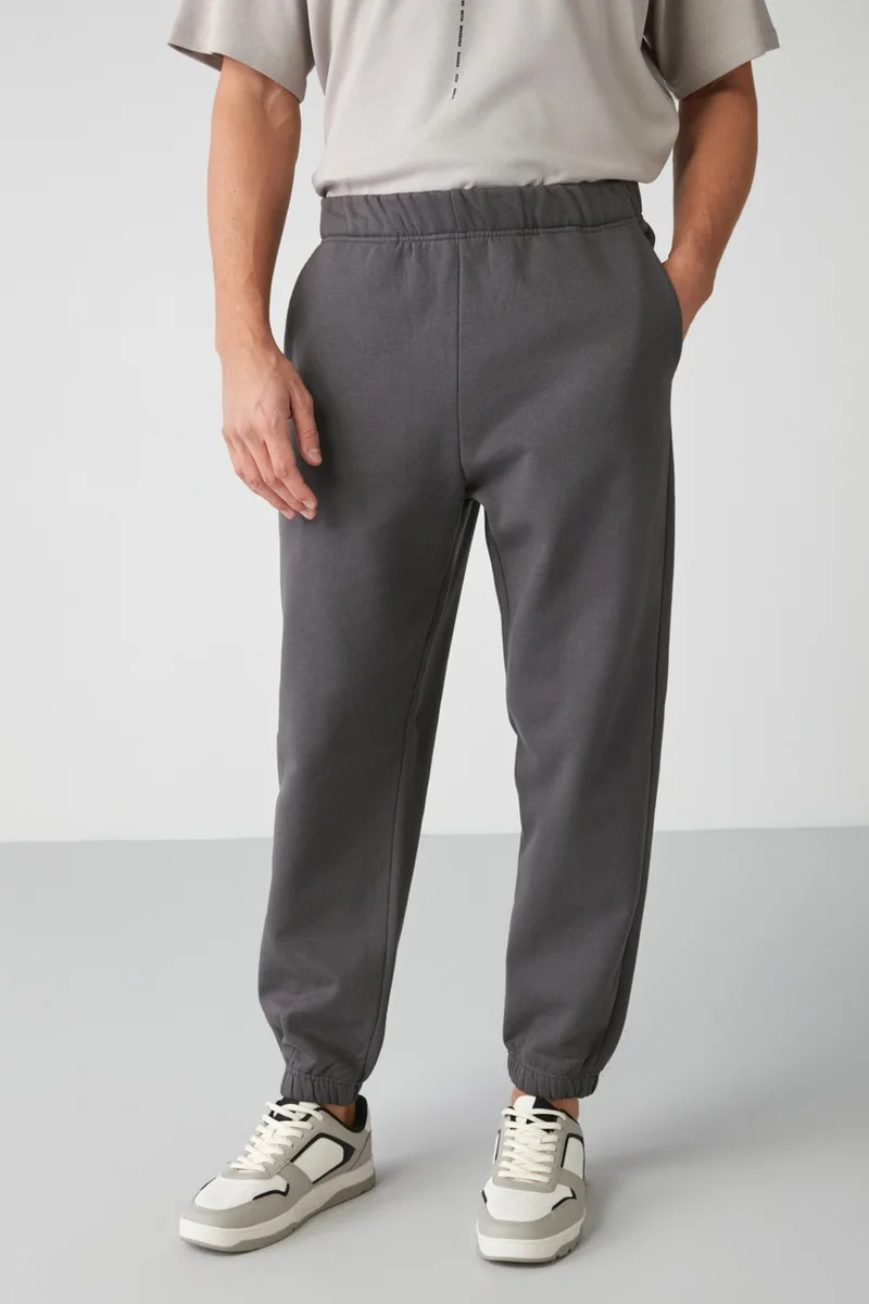 جريميلانج Inside Men's Soft Elastic Skinny Leg Regular Organic Cotton Dark Anthracite Sweatpants