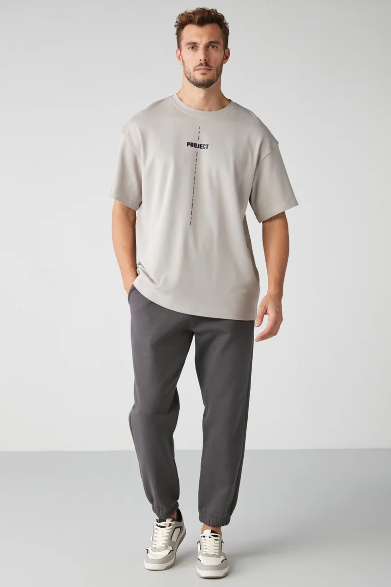 جريميلانج Inside Men's Soft Elastic Skinny Leg Regular Organic Cotton Dark Anthracite Sweatpants