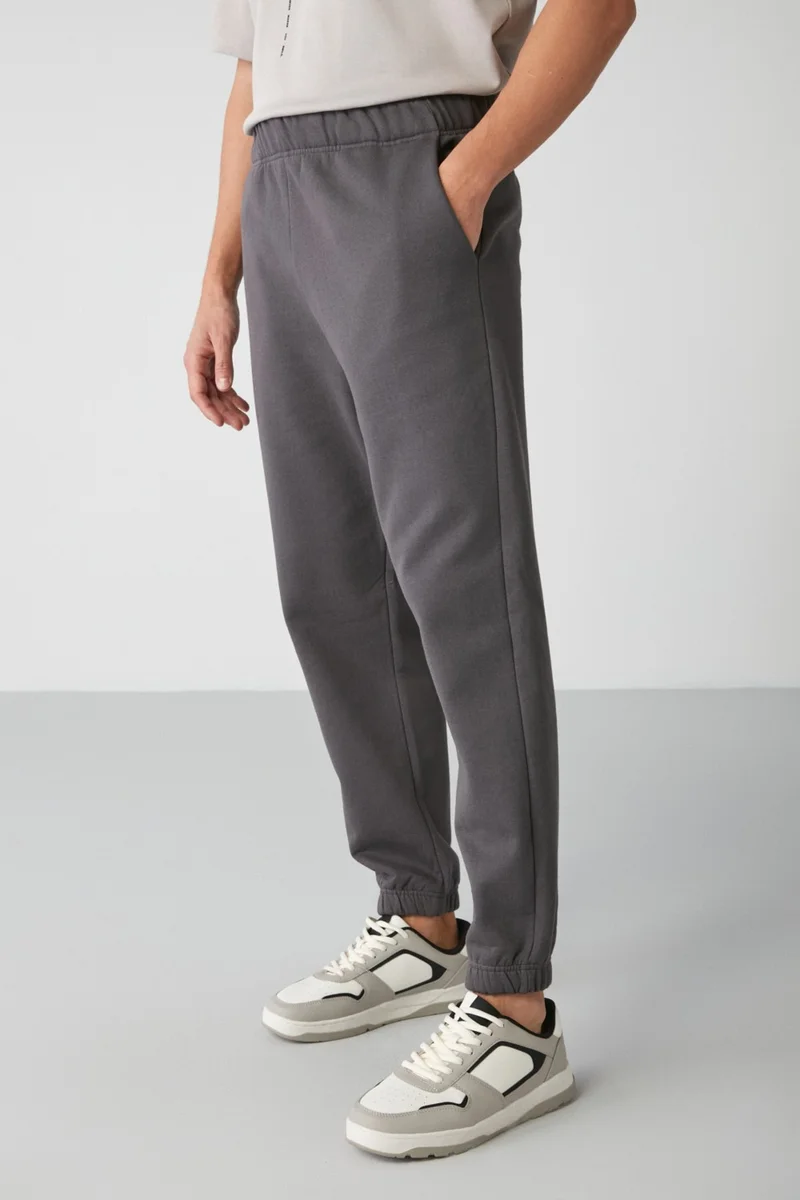 جريميلانج Inside Men's Soft Elastic Skinny Leg Regular Organic Cotton Dark Anthracite Sweatpants