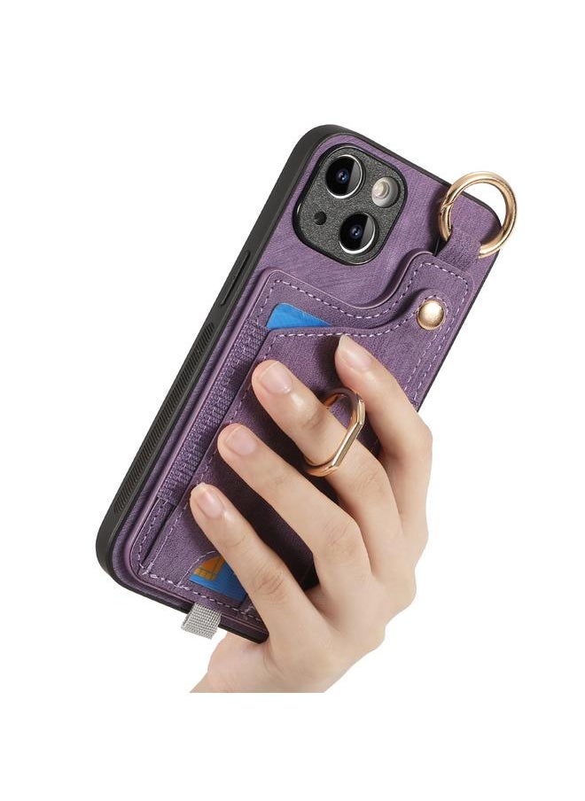 erorex Case For iPhone 15 Plus Retro Skin-feel Ring Card Bag Phone Case with Hang Loop  - Image 5