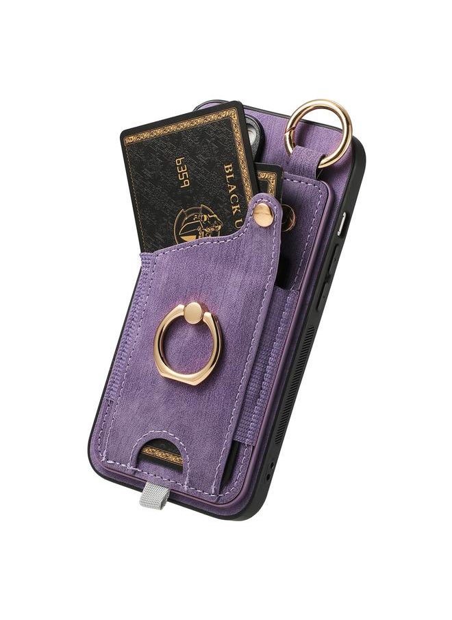erorex Case For iPhone 15 Plus Retro Skin-feel Ring Card Bag Phone Case with Hang Loop  - Image 2