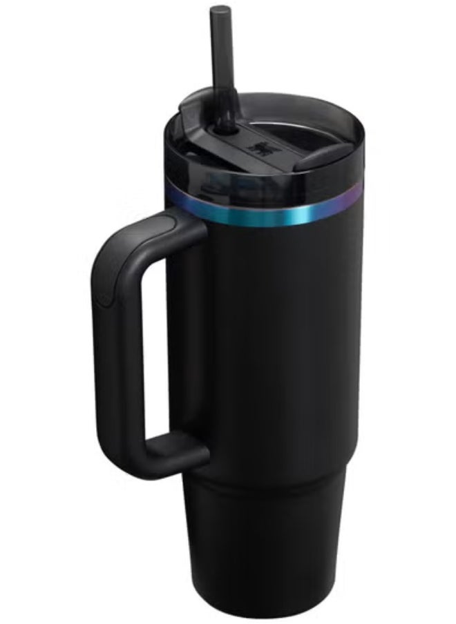 STANLEY Quencher H2.0 40oz Tumbler with Handle and Reusable Straw – FlowState 3-Position Lid with Splash-Resistant Straw Opening – Vacuum Insulated Stainless Steel Cup – BPA-Free, Dishwasher Safe, Durable, Travel-Ready & Cupholder Compatible – Black Chroma
