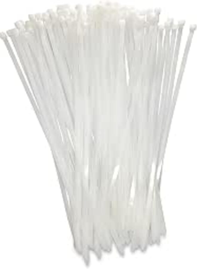 100 Pcs Imported Nylon Plastic Vises 7x400mm Flame Retardant for Electrical and Industrial Use (White)