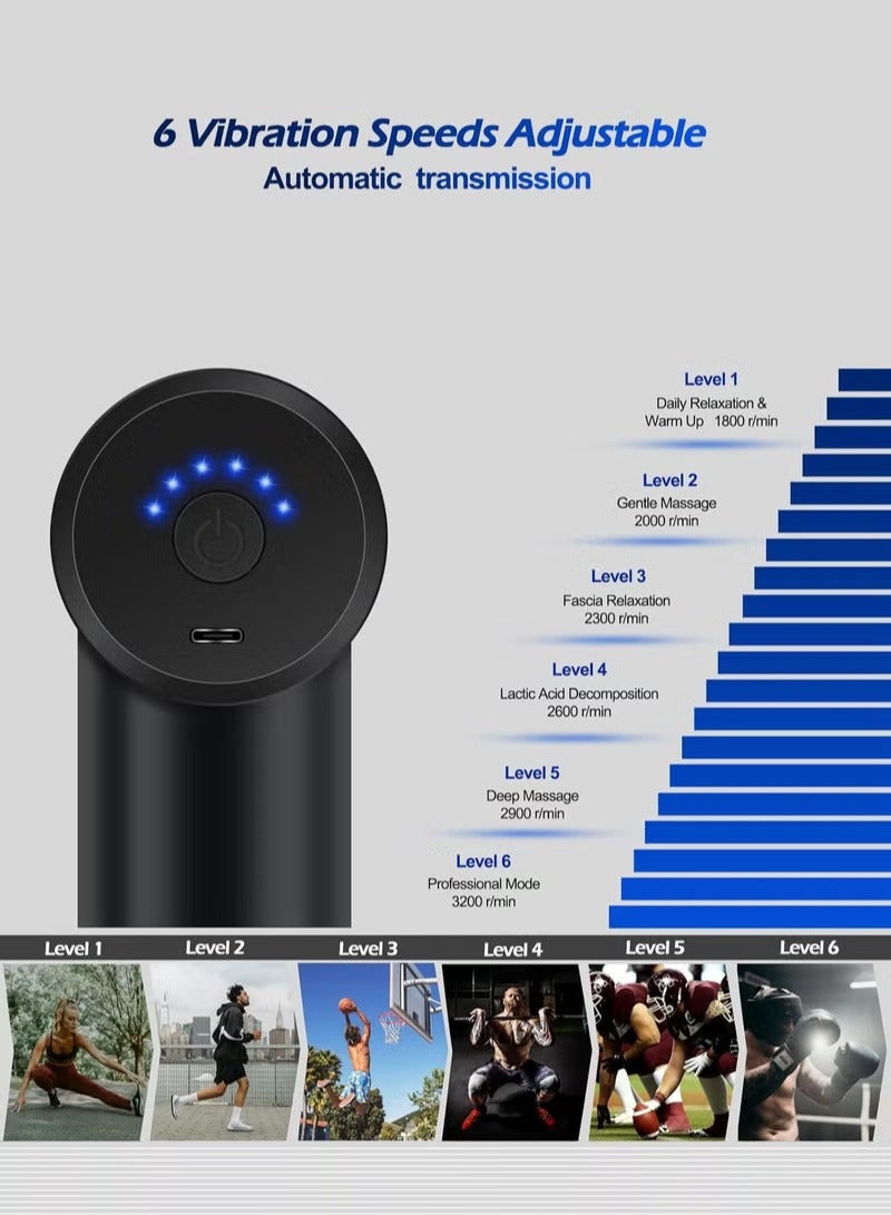 Muscle Massage Gun - 6 Speed Portable Deep Tissue Massager with 4 Heads | Super Quiet - Image 5