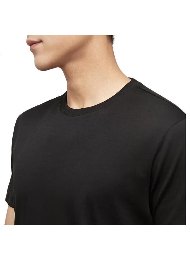 YOUNGOR Men'S T-Shirt Summer Youth Men'S Business Casual Round Neck Short Sleeve T-Shirt Black M - Image 3