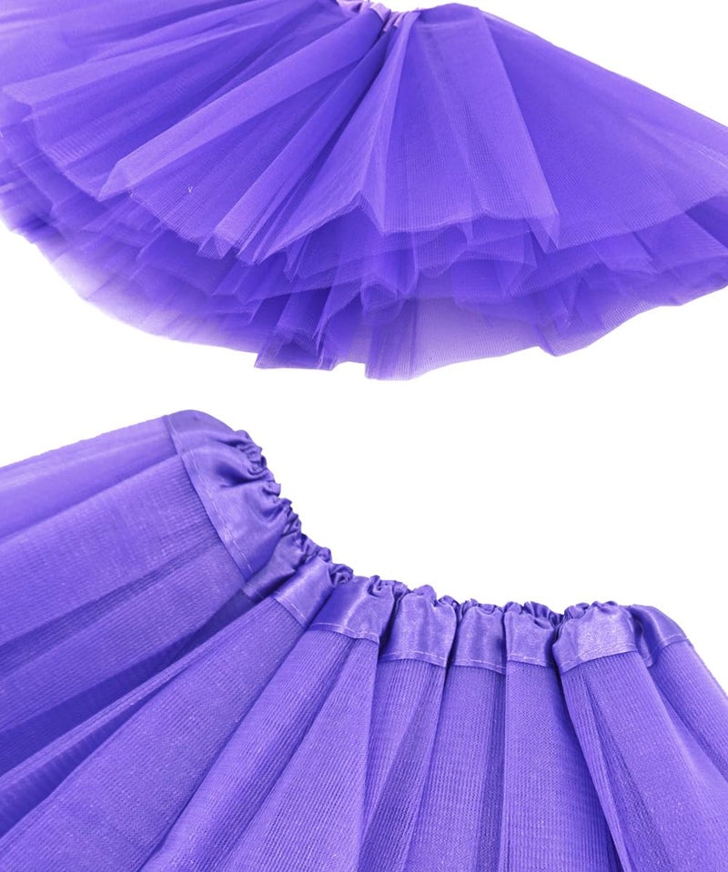 BGFKS 5 Layered Tulle Tutu Skirt for Girls with Hairbow, Ballet Dressing Up Kid Tutu Skirt (Dark Purple, 2-8 Years Old) - Image 4