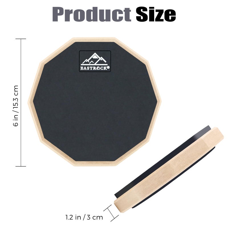 EASTROCK Practice Drum Pad, 6 Inches Double Sided Silent Drum Pad, Rubber Dumb Drum for Beginners,Black - Image 2