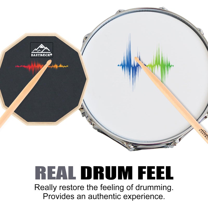 EASTROCK Practice Drum Pad, 6 Inches Double Sided Silent Drum Pad, Rubber Dumb Drum for Beginners,Black - Image 4