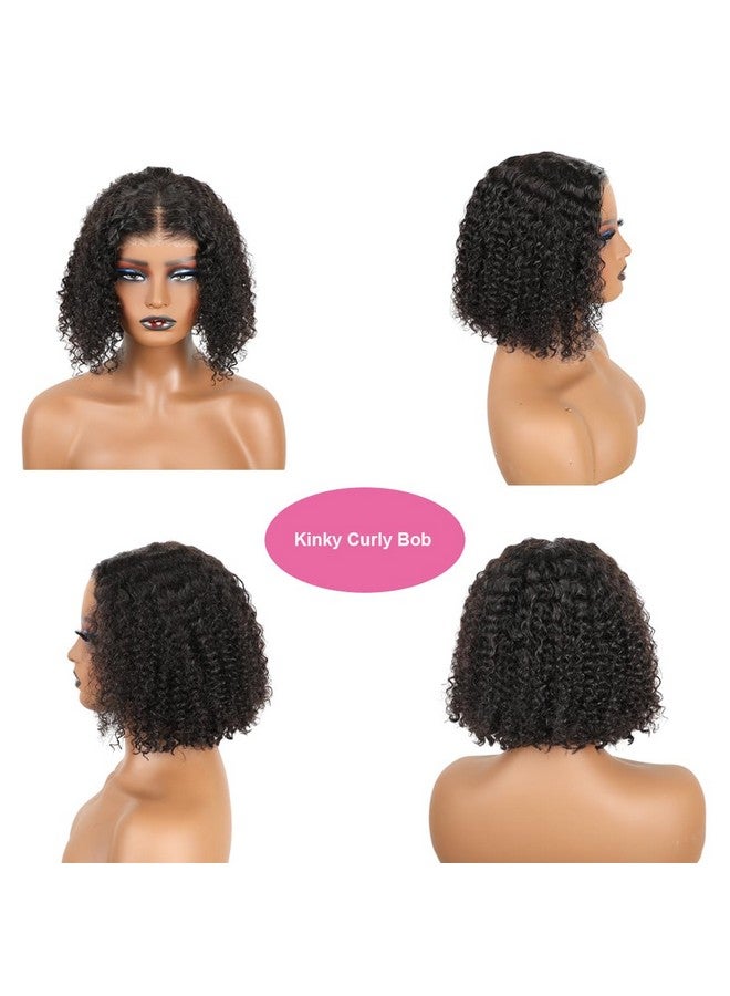 بلاي باروكة شعر بشري قصيرة من الدانتيل بدون غراء مقاس 6X4 عالية الدقة وجاهزة للارتداء والذهاب باروكة شعر قصيرة من الدانتيل مقطوعة مسبقًا ومجعدة من شعر أفريقي مجعد 4C بطول 10 بوصات للنساء، لون أسود طبيعي مسبق النتف - Image 2