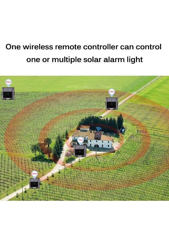 Generic - Motion Sensor Solar Alarm Light 110dB Loud Siren LED Strobe Lights with RF433MHz Remote Controller Outdoor IP65 Waterproof Rechargeable for Farm Villa Yard Barn Warehouse - Image 1