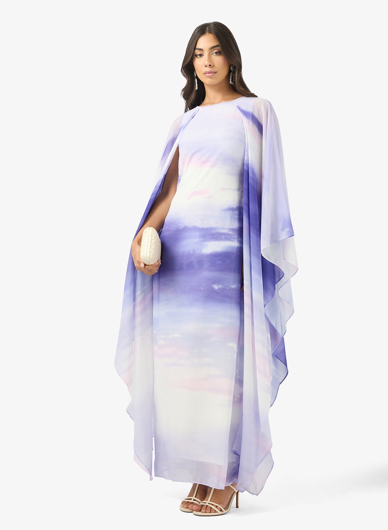 BCBG PRINTED SHEER SLEEVES DRESS - Image 4