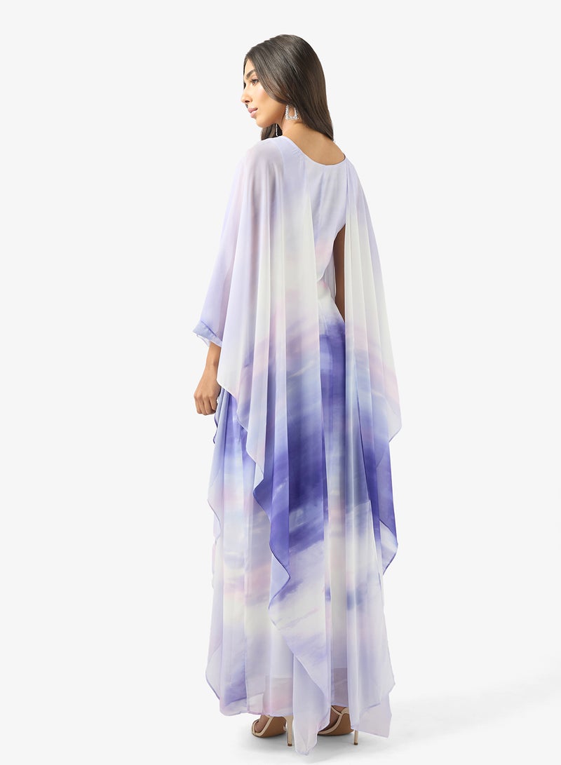 BCBG PRINTED SHEER SLEEVES DRESS - Image 2