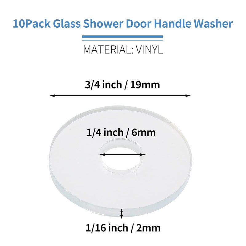 Qjaiune 10 Pack 3/4 Inch Clear Washers for Shower Door Handle, Transparent Gasket, Clear Plastic Gasket - Image 5