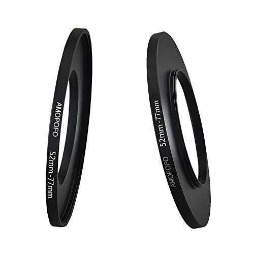 Amopofo Metal Step Up Ring Adapter 52mm to 77mm Step-Up Lens Adapter Ring For Filters, Made Of CNC Machined space aluminum With Matte Black Electroplated Finish,Compatible with All 52mm Camera Lenses & 77mm A - Image 2