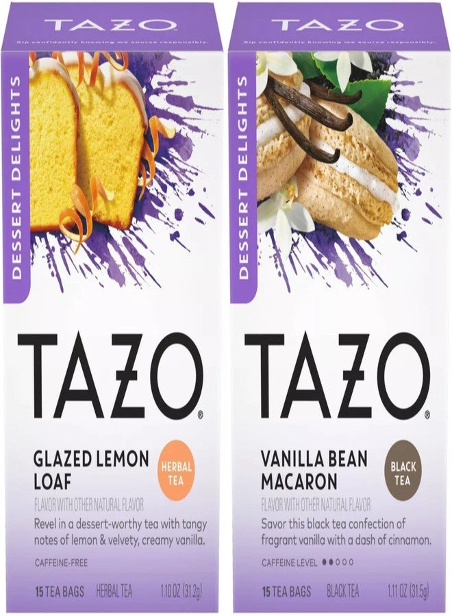 TAZO Tea Bags, Glazed Lemon Loaf Herbal Tea, & Vanilla Bean Macaron Black Tea 15CT (1ea) (Variety Pack) - Image 1