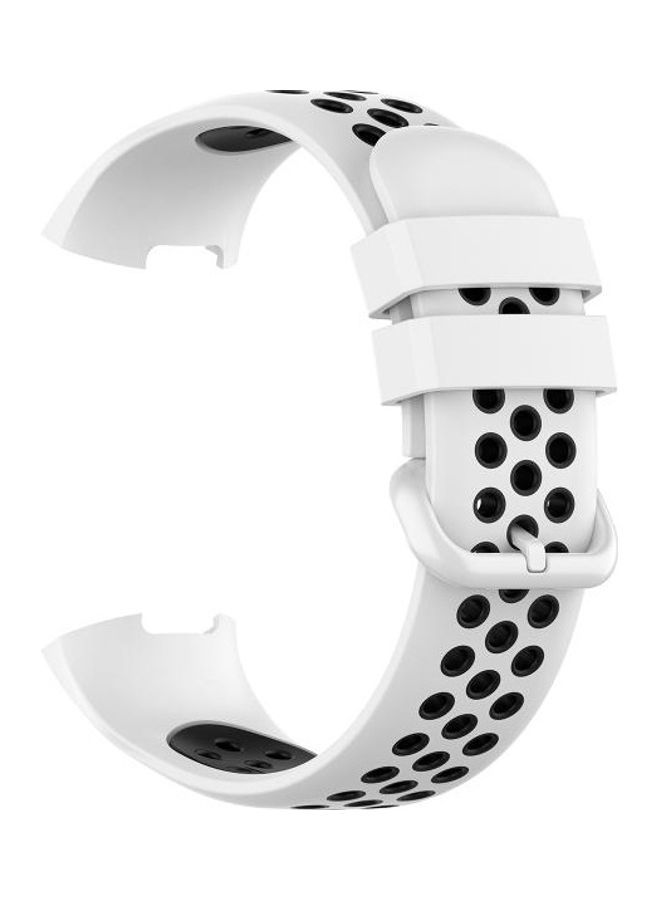 NIBEMINENT Two Colors Silicone Replacement Strap For Fitbit Charge 4 / 3 SE White/Black - Image 2