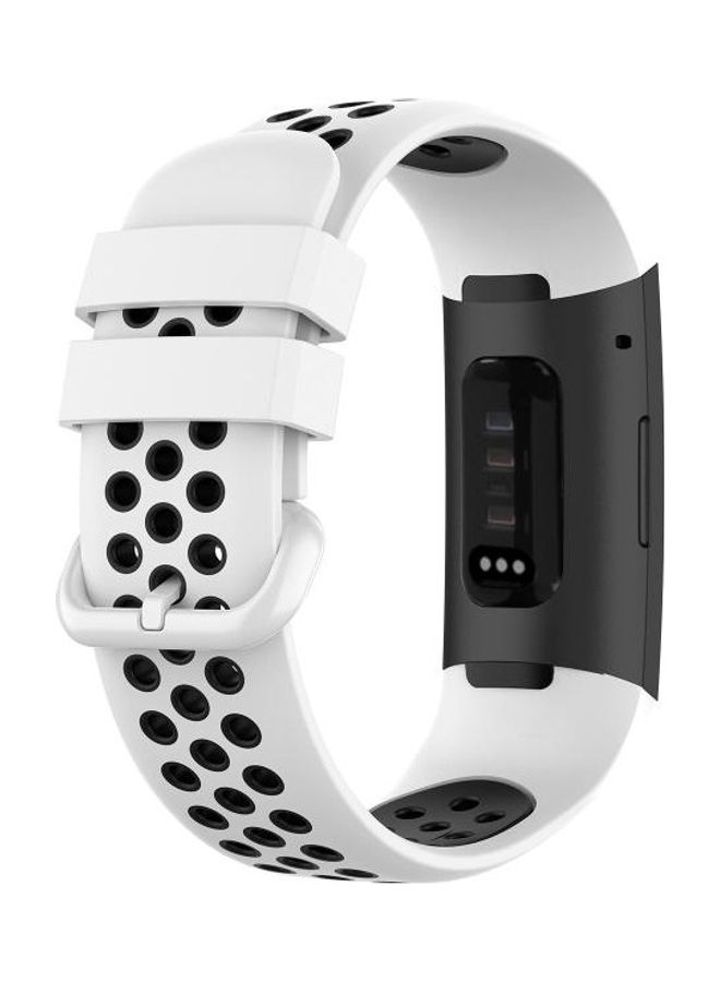 NIBEMINENT Two Colors Silicone Replacement Strap For Fitbit Charge 4 / 3 SE White/Black - Image 5