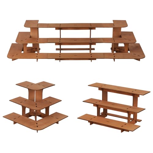 Flenpptly Retail Display Shelves  Wooden Portable Shelf Rack 3 Tiers Counter Top Display Stand for Vendors Craft Show Farmers Market Store 2 Corner  1 Straight