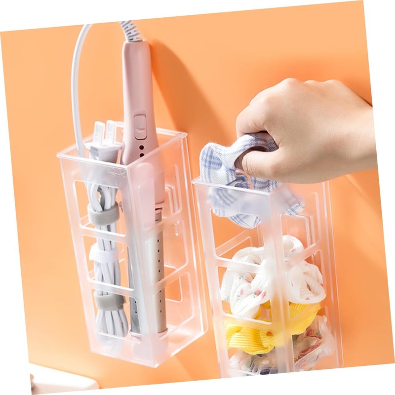 Garneck 2pack Clear Wall Mounted Hair Tool Organizer for Blow Dryer Curling Iron Storage - Image 3