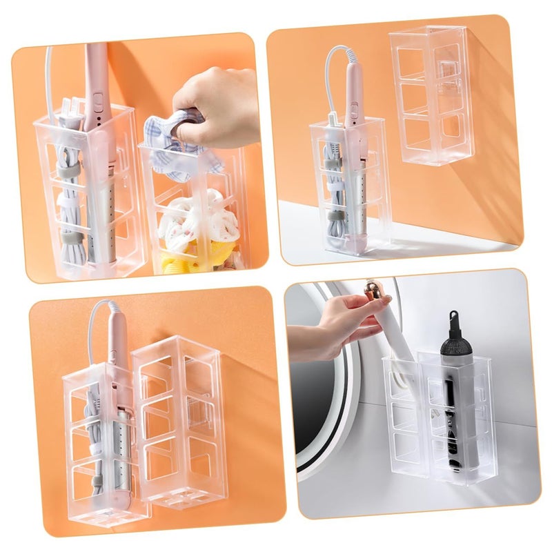 Garneck 2pack Clear Wall Mounted Hair Tool Organizer for Blow Dryer Curling Iron Storage - Image 5